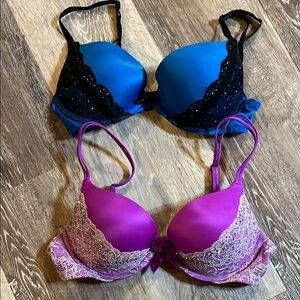 Victoria's Secret Blue and Purple Lace Bras